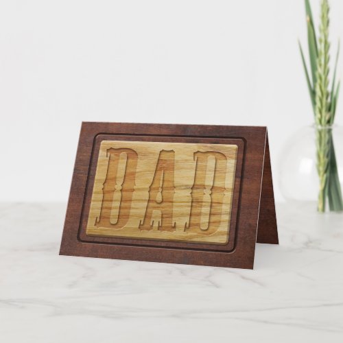 Carved Out Wood  DAD  Faux Wooden Fathers Day Card