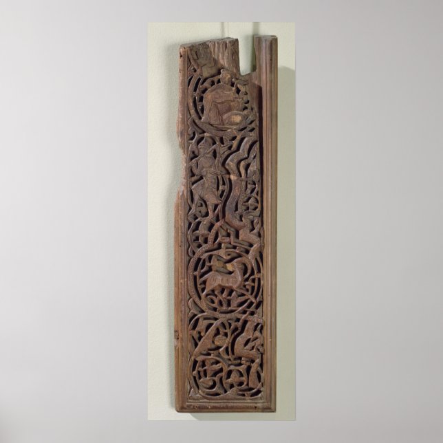 Carved panel decorated with a lute player poster (Front)