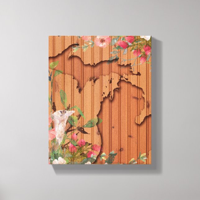 Carved Pine Wood Michigan | Floral Canvas Print (Front)