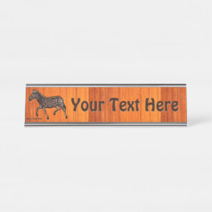 Carved Polka Dot Zebra Desk Name Plate