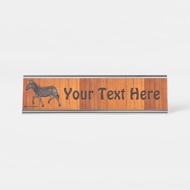 Carved Polka Dot Zebra Desk Name Plate (Front)