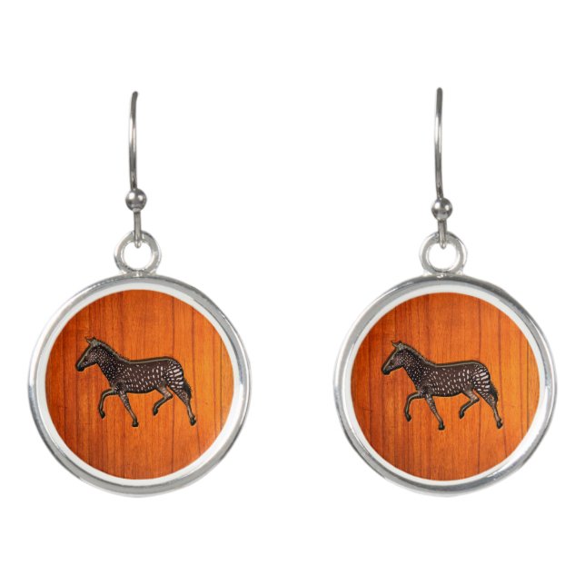 Carved Polka Dot Zebra Earrings (Front)