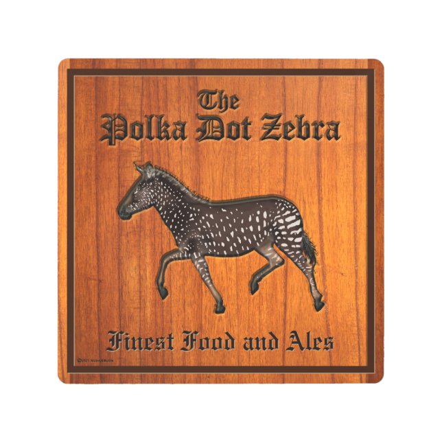 Carved Polka Dot Zebra English Pub Metal Print (Front)