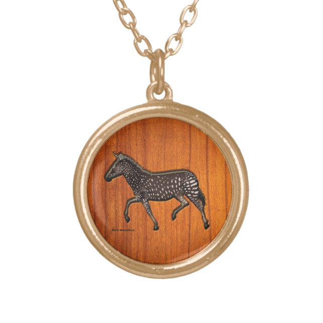 Carved Polka Dot Zebra Gold Plated Necklace (Front)