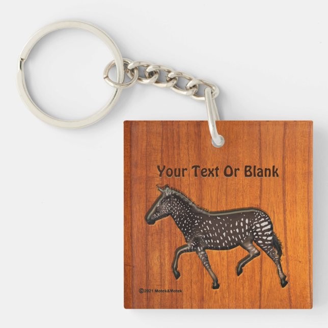 Carved Polka Dot Zebra Keychain (Front)