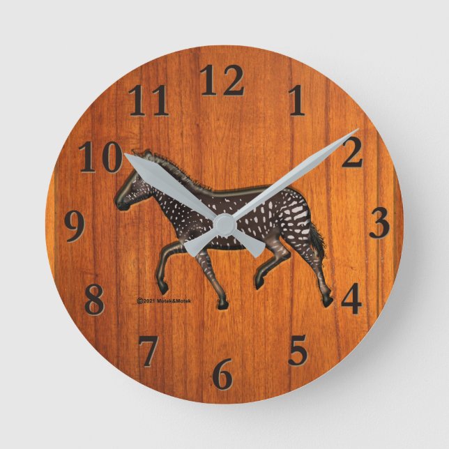Carved Polka Dot Zebra Round Clock (Front)