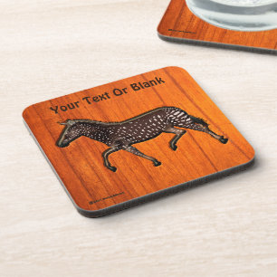 Carved Polka Dot Zebra Square Beverage Coaster