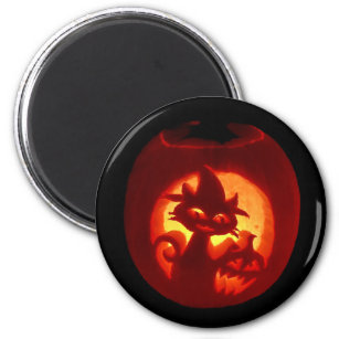 Carved Pumpkin Cat Halloween Magnet