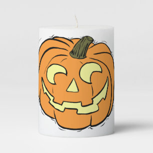 Carved Pumpkin Face Pillar Candle