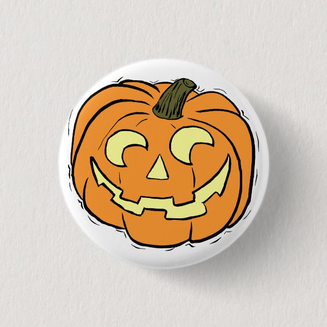 Carved Pumpkin Face Pinback Button (Front)