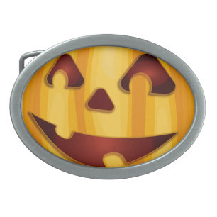 Carved pumpkin smiling Halloween design Belt Buckle