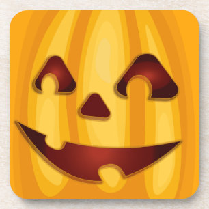 Carved pumpkin smiling Halloween design Beverage Coaster