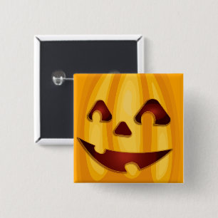 Carved pumpkin smiling Halloween design Button