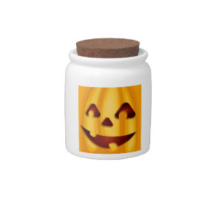 Carved pumpkin smiling Halloween design Candy Jar