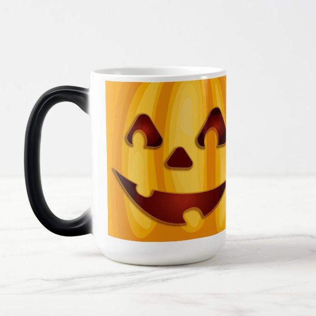 Carved pumpkin smiling Halloween design   Color Morph Mug (Left)