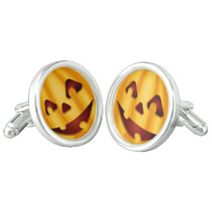 Carved pumpkin smiling Halloween design Cufflinks