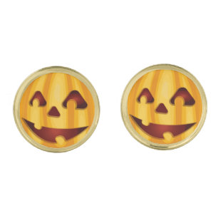 Carved pumpkin smiling Halloween design Cufflinks