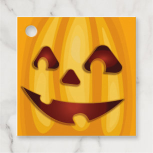 Carved pumpkin smiling Halloween design Favor Tags