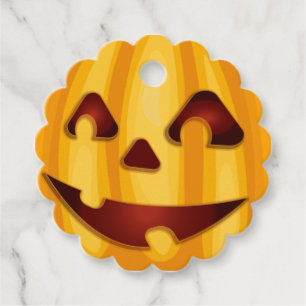 Carved pumpkin smiling Halloween design Favor Tags
