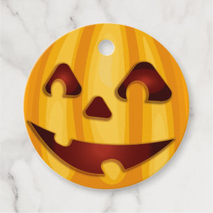 Carved pumpkin smiling Halloween design Favor Tags