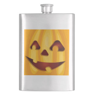 Carved pumpkin smiling Halloween design Flask