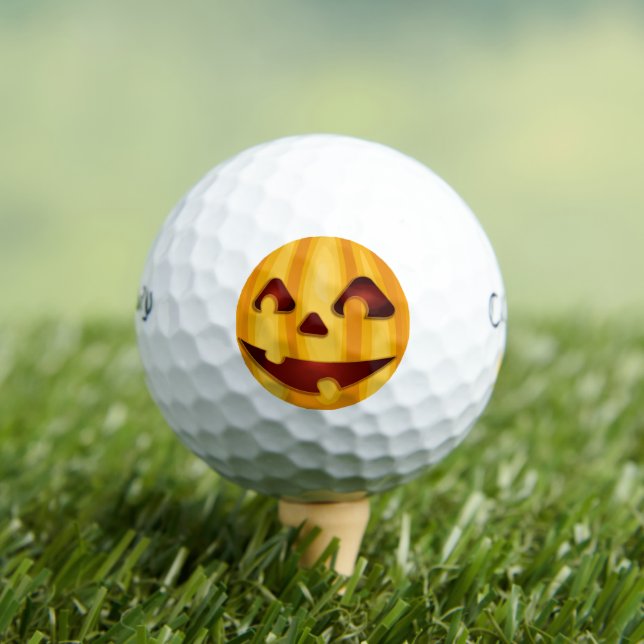 Carved pumpkin smiling Halloween design Golf Balls (Insitu Tee)
