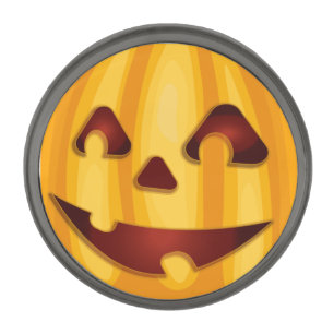 Carved pumpkin smiling Halloween design Gunmetal Finish Lapel Pin