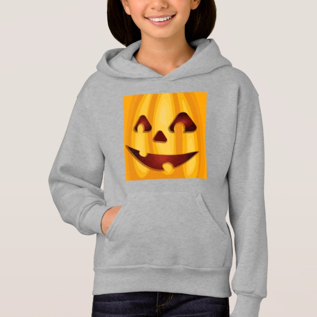 Carved pumpkin smiling Halloween design Hoodie (Front)