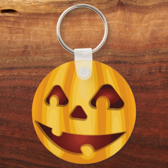 Carved pumpkin smiling Halloween design Keychain (Front)
