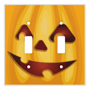 Carved pumpkin smiling Halloween design Light Switch Cover