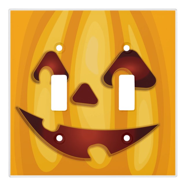 Carved pumpkin smiling Halloween design Light Switch Cover (Front)
