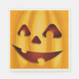 Carved pumpkin smiling Halloween design Napkins