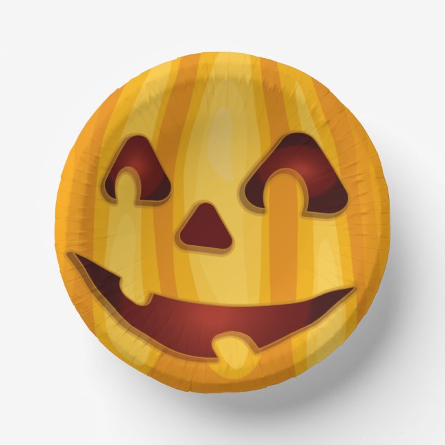Carved pumpkin smiling Halloween design Paper Bowls (Front)