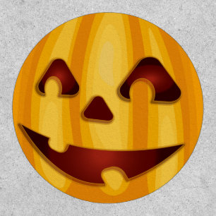 Carved pumpkin smiling Halloween design Patch