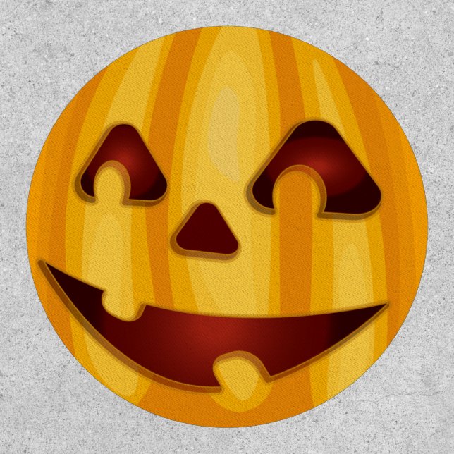 Carved pumpkin smiling Halloween design Patch (Front)