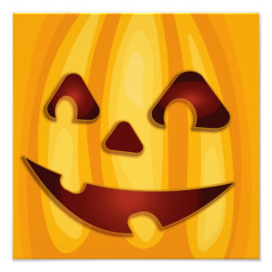 Carved pumpkin smiling Halloween design Photo Print