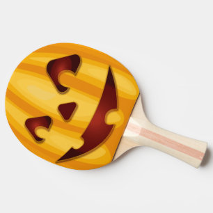 Carved pumpkin smiling Halloween design Ping Pong Paddle