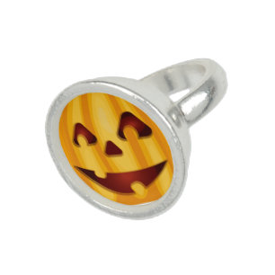 Carved pumpkin smiling Halloween design Ring