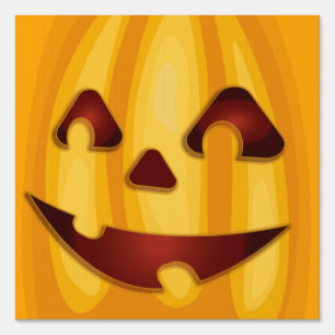 Carved pumpkin smiling Halloween design Sign