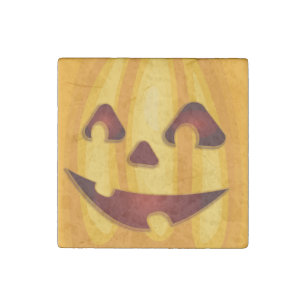 Carved pumpkin smiling Halloween design Stone Magnet