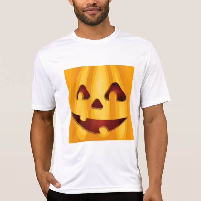 Carved pumpkin smiling Halloween design T-Shirt (Front)