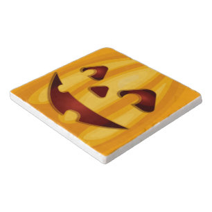 Carved pumpkin smiling Halloween design Trivet