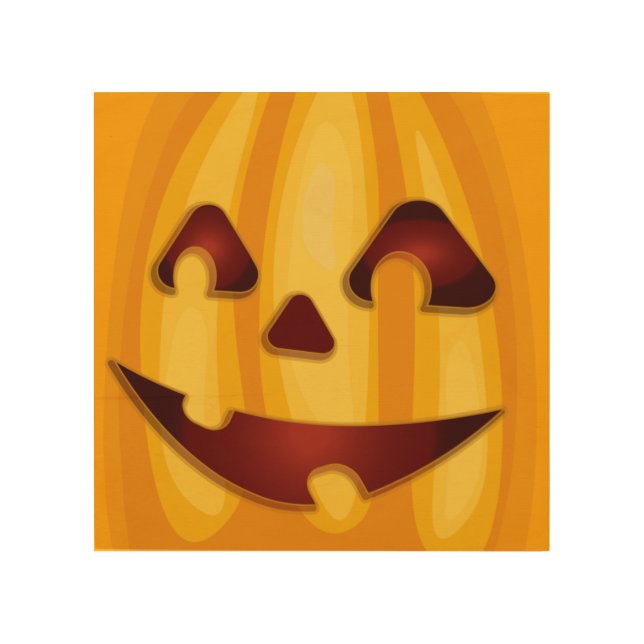 Carved pumpkin smiling Halloween design Wood Wall Art (Front)