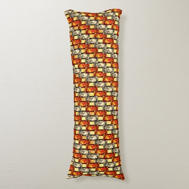 Carved rectangular pieces reddish and beige align body pillow (Front Vertical)