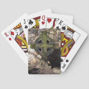 Carved Stone Celtic Cross Custom Name Poker Cards