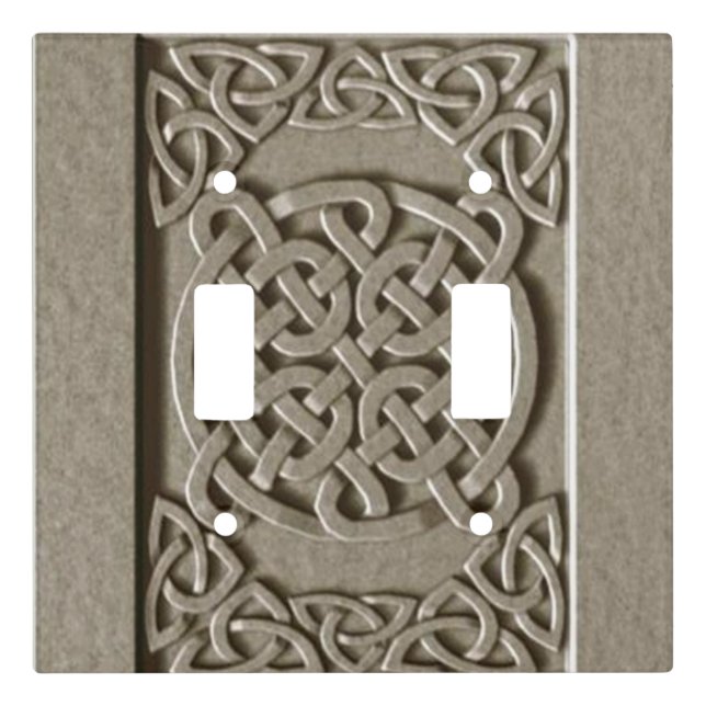 Carved Stone Celtic Knots Light Switch Cover (Front)