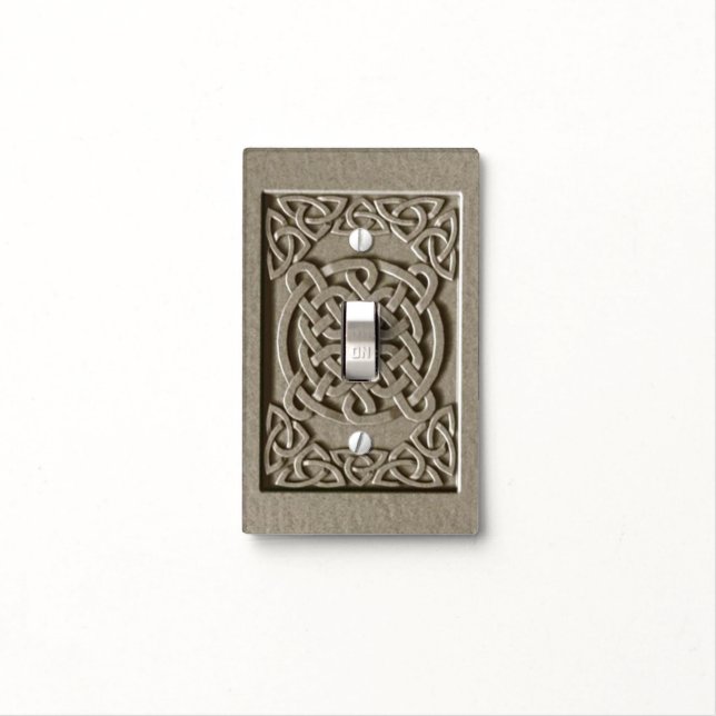 Carved Stone Celtic Knots Light Switch Cover (In Situ)