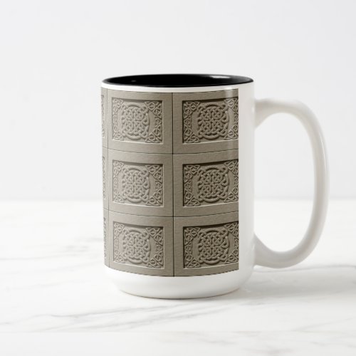 Carved Stone Celtic Knots Tiled Pattern Mug