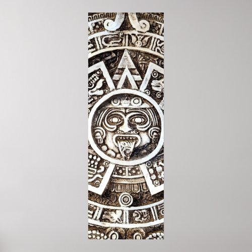 Carved Stone Mayan Aztec MesoAmerican Sun Calendar Poster