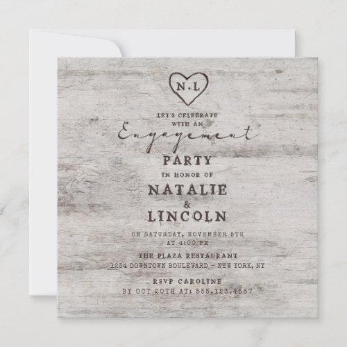 Carved Sweetheart Lets Celebrate Engagement Party Invitation